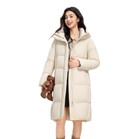 雪中飞2025冬女士羽绒服长款休闲时尚温暖云感柔软保暖简约舒适连帽 米色|8631 L /165/88A