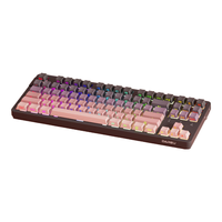 达尔优 三模无线 机械键盘  梦遇HIFI轴 黑莓粉 RGB