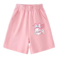 真维斯女童短裤中大童裤子纯棉柔软五分裤夏季可爱女孩亲肤儿童休闲裤 粉 眨眼三丽鸥X 150