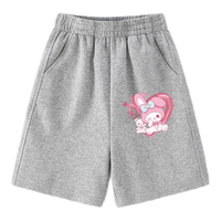 真维斯女童短裤中大童裤子纯棉柔软五分裤夏季可爱女孩亲肤儿童休闲裤 灰 心跳乐蒂X 130