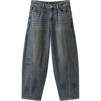 森马（Semir）牛仔裤男做旧水洗阔感弯刀裤宽松弧形裤2026春复古风长裤 牛仔黄泥染80325 28