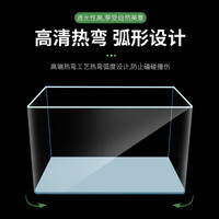凡佰酷高清热弯玻璃鱼缸客厅小型桌面水族箱迷你免换水金鱼乌龟造景裸缸 长20*宽14*高16裸缸套餐一