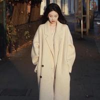 GARNUO燕麦色双面羊毛大衣女中长款秋冬高级感小个子赫本风毛呢外套 燕麦色 M【111-130斤】
