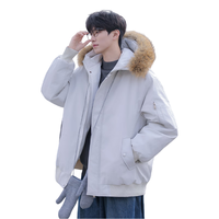 MEDE户外工装棉服男冬季加厚保暖毛领连帽派克服棉衣 米白 XL