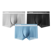 蕉内511A男士内裤冰丝透气无痕抗菌防夹臀男式平角裤夏季3件装 黑色+浅灰+天蓝 M