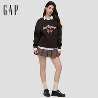 盖璞女装2025冬季小熊印花logo抓绒宽松卫衣休闲上衣828829 棕色 M (165/88A)亚洲尺码
