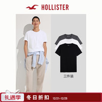 HOLLISTER 经典小海鸥图案25夏3件装棉质正肩T恤男女装324-5118 黑白灰 S (175/92A)