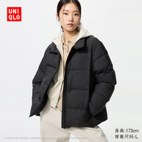 优衣库 女装羽绒茄克/柔软面料外套夹克25秋冬479212 09 黑色 M /160/84A