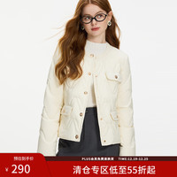 范思蓝恩 轻薄短款小香风羽绒服女秋冬2024圆领时尚外套14103 栀子白 S
