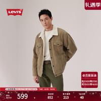 Levi's 25年秋冬男士翻领美式复古时尚灯芯绒休闲外套 卡其色 L