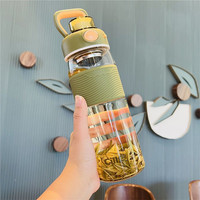 cille 希乐 玻璃杯女士大容量水杯男加厚简约杯子夏季带过滤家用泡茶杯 白色