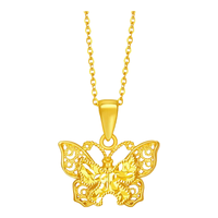 周大生黄金项链5G工艺足金金丝羽蝶蝴蝶吊坠送女友老婆生日礼物圣诞节礼 金丝羽蝶蝴蝶吊坠约1.5g+18k金链约1g