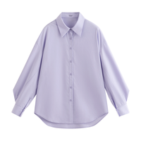 茵曼 不易皱泡泡袖衬衫2025春秋款宽松通勤法式高级感长袖衬衣女