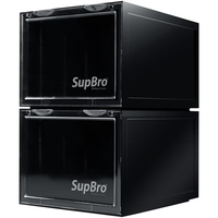 SupBro 高端球鞋收纳盒透明鞋盒aj鞋子收纳盒鞋墙收纳省空间 正开黑色 2个装 【可视鞋后跟】 36*22*28cm