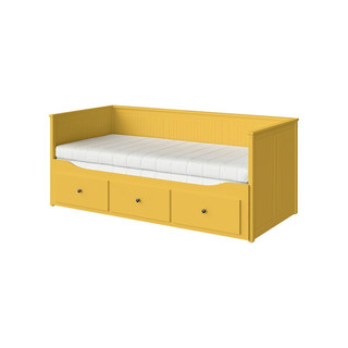 宜家（IKEA）HEMNES汉尼斯沙发床折叠床坐卧两用客厅沙发 黄色含硬型海绵床垫*2 80*200cm