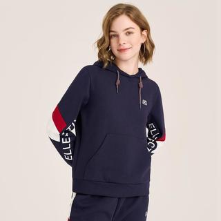 ELLE Active 【运动休闲连帽卫衣女】撞色LOGO印花长袖卫衣秋季百搭上衣女