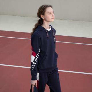 ELLE Active 【运动休闲连帽卫衣女】撞色LOGO印花长袖卫衣秋季百搭上衣女