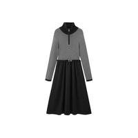 太平鸟 春秋微弹极简风高腰连衣裙女