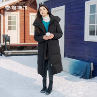 坦博尔 休闲百搭90绒长款加厚羽绒服外套 黑色
