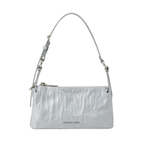 CHARLES&KEITH24夏褶皱油蜡皮斜挎气质小方包手提包腋下包CK2-80160183 Grey灰色 S