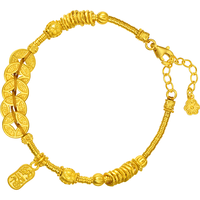 周生生圣诞日进斗金铜钱手串古法黄金手链  95773B计价 18厘米14.25克