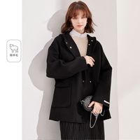 【含羊毛连帽双面呢大衣】25春款保暖显瘦呢子外套女式大衣