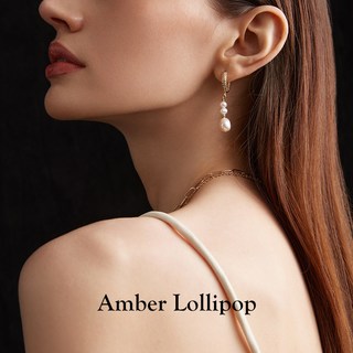 【明星同款】AmberLollipop淡水珍珠耳环女气质耳圈巴洛克银耳饰