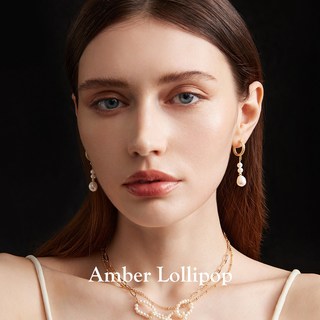 【明星同款】AmberLollipop淡水珍珠耳环女气质耳圈巴洛克银耳饰