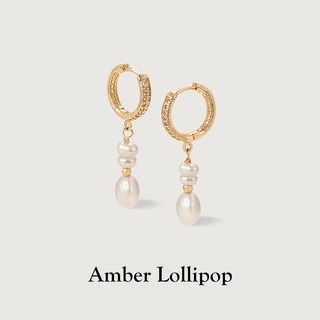 【明星同款】AmberLollipop淡水珍珠耳环女气质耳圈巴洛克银耳饰