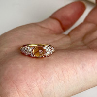 花饰庄园 中古风优雅贵气蛋面花朵戒指女小众设计轻奢感精致日常指环戒 蛋面花朵戒指