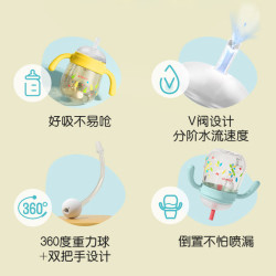贝亲 水杯 儿童水杯牛奶杯 宝宝喝水喝奶PPSU学饮杯吸管杯 学饮杯-7个月以上 300ml