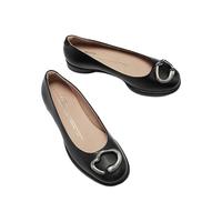 ecco 爱步 芭蕾舞鞋女 24年夏季新款扣饰软底玛丽珍浅口单鞋 雕塑222293 黑色 37