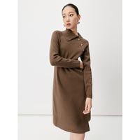 太平鸟 冬翻领直筒冬裙子连衣裙加厚显瘦女