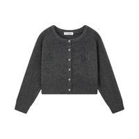 ELLE KIDS休闲百搭插肩袖毛衣女童秋装新款童趣可爱猫咪刺绣圆领针织开衫