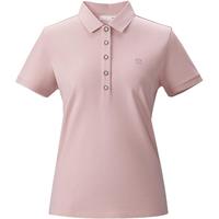 HLA海澜之家短袖POLO衫女装24清新通勤绣花短袖女夏季 170/92A(XL) 粉红(净色)(X4)