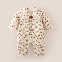 modomoma婴儿棉服夹棉连体衣集合 岁月缝花【花簇夹棉连体衣】 73cm
