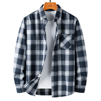FORTEI 【长绒棉 磨毛加厚】秋冬百搭休闲绅士格纹保暖衬衫男式长袖衬衫