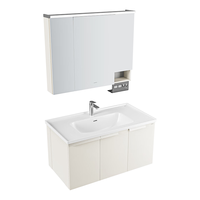 九牧（JOMOO）浴室柜铝合金洗脸盆柜组合奶油风百搭简约陶瓷一体盆洗漱台A2750 【智能美妆】无龙头 100cm