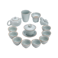 苏氏陶瓷汝窑开片功夫茶具带马上有钱马蹄盖碗西施壶套装平价款