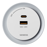 西门子(SIEMENS)轨道插座壁挂式轨道插座电力轨道多功能导轨 典雅白色30W A+C快充插座