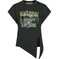 URBAN REVIVO 女士时尚复古印花开衩圆领短袖T恤衫 UWL440160 深灰 XL