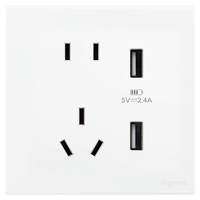 罗格朗开关插座面板 画采系列陶瓷白86型暗装清单报价 10A五孔带USB