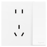 罗格朗开关插座面板 画采系列陶瓷白86型暗装清单报价 10A五孔带开（双控）