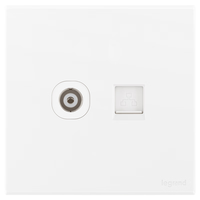 罗格朗开关插座面板 画采系列陶瓷白86型暗装清单报价 电脑电视插（超五类）