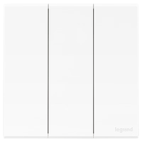 罗格朗开关插座面板 画采系列陶瓷白86型暗装 三位双控