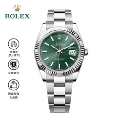 ROLEX 日志型 自动机械机芯 100米防水 日期显示41mm 男表 瑞表薄荷绿色