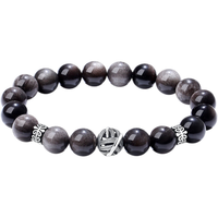 银千惠纯银手链男士黑耀石手串转运时尚潮酷男生送男朋友老公 事叶有成手串+上上签-升级款配件可拆卸 精美礼盒/男生/配首饰证书