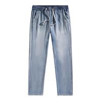 真维斯（Jeanswest）男装长裤夏季抽绳长裤男生松紧腰弹力牛仔裤子LT 浅蓝2510 2XL 180/84A