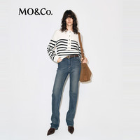 MO&Co.牛仔裤2025冬怀旧风水洗蓝调窄长直筒微弹精裁中腰MBE4JENT06 牛仔蓝色 XL 29