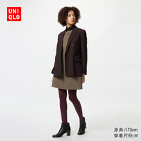 优衣库 女装HEATTECH针织连裤袜/保暖衣打底裤479219 17 枣红色 L